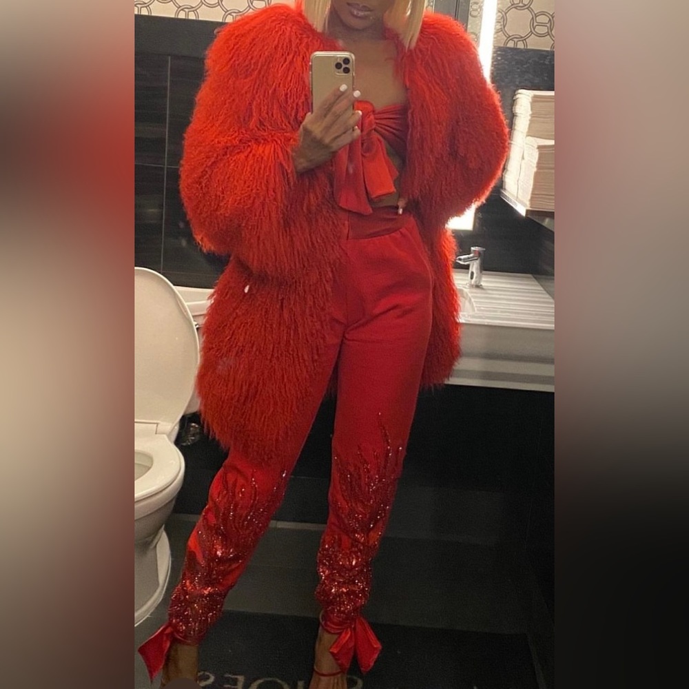 Sexy Red Custom Jogger Set W/Detail Size Small - image 1